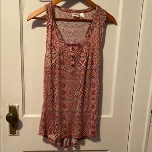 Patterned Sleeveless Top - Red